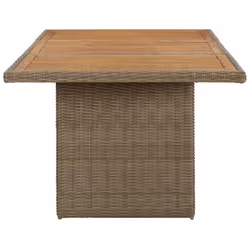 vidaXL Garden Dining Table Brown Poly Rattan Dinner Desk Outdoor Furniture