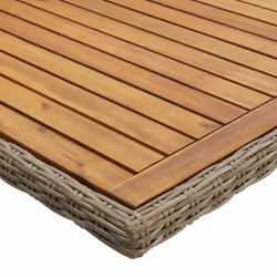 vidaXL Garden Dining Table Brown Poly Rattan Dinner Desk Outdoor Furniture