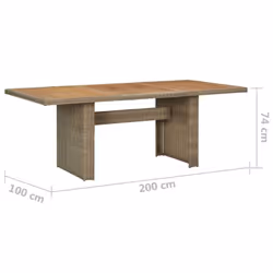 vidaXL Garden Dining Table Brown Poly Rattan Dinner Desk Outdoor Furniture - Additional view 5