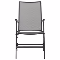 vidaXL 4x Folding Mesh Chairs Steel Anthracite Outdoor Furniture Patio Garden