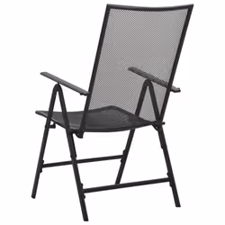 vidaXL 4x Folding Mesh Chairs Steel Anthracite Outdoor Furniture Patio Garden - Additional view 4