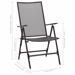 vidaXL 4x Folding Mesh Chairs Steel Anthracite Outdoor Furniture Patio Garden - Additional view 8