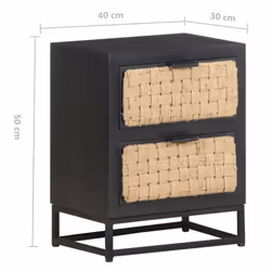 vidaXL Solid Mango Wood Bedside Cabinet Wooden Sideboard Storage Nightstand - Additional view 6