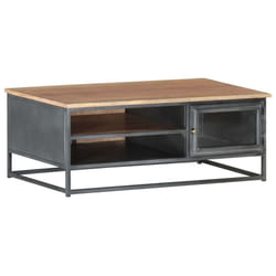 vidaXL Solid Acacia Wood Coffee Table Grey Wooden Couch Accent Desk Indoor