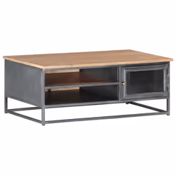 vidaXL Solid Acacia Wood Coffee Table Grey Wooden Couch Accent Desk Indoor - Additional view 10