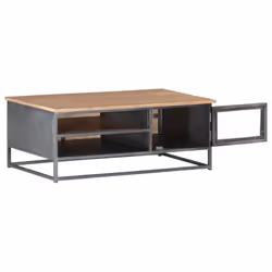 vidaXL Solid Acacia Wood Coffee Table Grey Wooden Couch Accent Desk Indoor