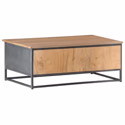 vidaXL Solid Acacia Wood Coffee Table Grey Wooden Couch Accent Desk Indoor - Additional view 4