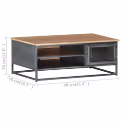 vidaXL Solid Acacia Wood Coffee Table Grey Wooden Couch Accent Desk Indoor - Additional view 6