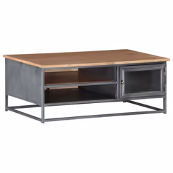 vidaXL Solid Acacia Wood Coffee Table Grey Wooden Couch Accent Desk Indoor - Additional view 7