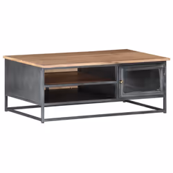 vidaXL Solid Acacia Wood Coffee Table Grey Wooden Couch Accent Desk Indoor - Additional view 8