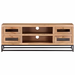 vidaXL Solid Acacia Wood TV Cabinet Wooden Lowboard Hifi Table Stereo Desk