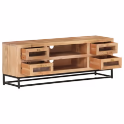 vidaXL Solid Acacia Wood TV Cabinet Wooden Lowboard Hifi Table Stereo Desk