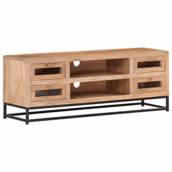 vidaXL Solid Acacia Wood TV Cabinet Wooden Lowboard Hifi Table Stereo Desk - Additional view 8