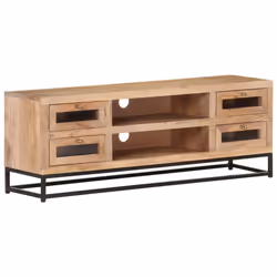 vidaXL Solid Acacia Wood TV Cabinet Wooden Lowboard Hifi Table Stereo Desk - Additional view 9
