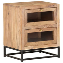 vidaXL Solid Acacia Wood Bedside Cabinet Storage Nightstand Wooden Sideboard