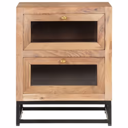 vidaXL Solid Acacia Wood Bedside Cabinet Storage Nightstand Wooden Sideboard