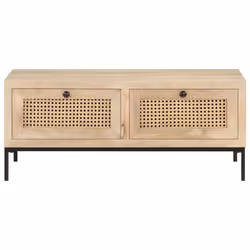 vidaXL Solid Mango Wood Coffee Table Natural Cane Accent Desk Living Room