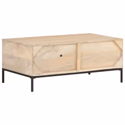 vidaXL Solid Mango Wood Coffee Table Natural Cane Accent Desk Living Room - Additional view 4