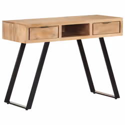 vidaXL Solid Acacia Wood Desk with Live Edges Wooden Computer Office Table