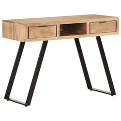 vidaXL Solid Acacia Wood Desk with Live Edges Wooden Computer Office Table