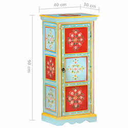 vidaXL Solid Mango Wood Hand Painted Highboard Wooden Storage Cabinet Home - Additional view 6