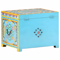 vidaXL Solid Mango Wood Hand Painted Storage Box Organiser Bedroom Office - Additional view 4