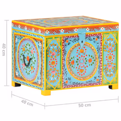 vidaXL Solid Mango Wood Hand Painted Storage Box Organiser Bedroom Office - Additional view 6