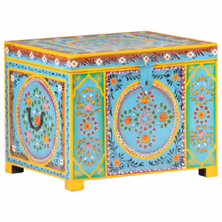 vidaXL Solid Mango Wood Hand Painted Storage Box Organiser Bedroom Office - Additional view 7