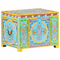 vidaXL Solid Mango Wood Hand Painted Storage Box Organiser Bedroom Office - Additional view 9