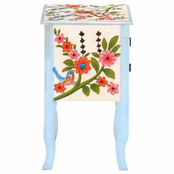 vidaXL Solid Mango Wood Hand Painted Bedside Cabinet Nightstand Furniture - Additional view 4