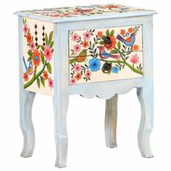 vidaXL Solid Mango Wood Hand Painted Bedside Cabinet Nightstand Furniture - Additional view 7