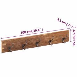 vidaXL Hall Hanger with 5 Hooks Solid Reclaimed Wood Wooden Peg Hanging Hock
