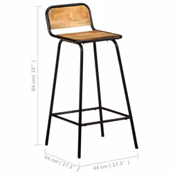 vidaXL Bar Chairs Breakfast Kitchen Seat Dining Room Chair Counter Pub Stool - Solid mango wood, 44 x 44 x 84 cm/ 2 pcs