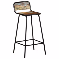 vidaXL 4x Bar Chairs Solid Reclaimed Wood Counter Stool Dining Room Kitchen - Additional view 7
