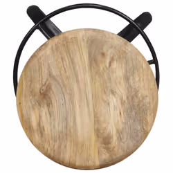 vidaXL 2x Solid Mango Wood Bar Stools 76 cm Wooden Bistro Pub Counter Chair - Additional view 4