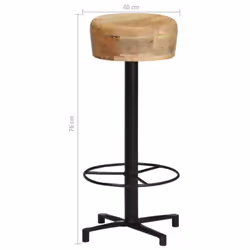vidaXL 2x Solid Mango Wood Bar Stools 76 cm Wooden Bistro Pub Counter Chair - Additional view 5
