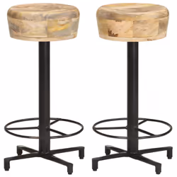 vidaXL 2x Solid Mango Wood Bar Stools 66 cm Wooden Bistro Pub Counter Chair