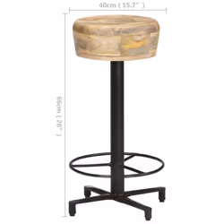 vidaXL 2x Solid Mango Wood Bar Stools 66 cm Wooden Bistro Pub Counter Chair - Additional view 6