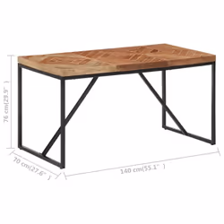 vidaXL Solid Acacia and Mango Wood Dining Table 140x70 cm Kitchen Dining Room - Additional view 8