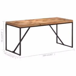 vidaXL Solid Acacia and Mango Wood Dining Table 160x70 cm Kitchen Dining Room