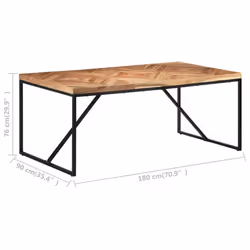 vidaXL Solid Acacia and Mango Wood Dining Table 180x90 cm Kitchen Dining Room - Additional view 6