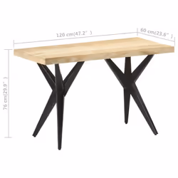 vidaXL Dining Table Home Kitchen Dining Room Dinner Table Breakfast Side Table - natural, 120 x 60 x 76 cm - Additional view 6