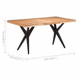 vidaXL Rough Mango Wood Dining Table Wooden Dinner Desk Kitchen Furniture - Additional view 8