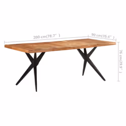 vidaXL Dining Table Home Kitchen Dining Room Dinner Table Breakfast Side Table - bleached, 200 x 90 x 76 cm - Additional view 4
