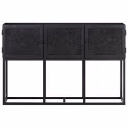 vidaXL Solid Mango Wood Sideboard Storage Cupboard Wooden Side Carved Cabinet