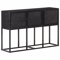 vidaXL Solid Mango Wood Sideboard Storage Cupboard Wooden Side Carved Cabinet - Additional view 7