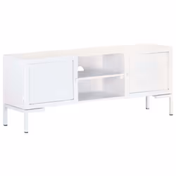 vidaXL Solid Mango Wood TV Cabinet White Television Storage Stand Lowboard