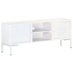 vidaXL Solid Mango Wood TV Cabinet White Television Storage Stand Lowboard