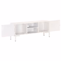 vidaXL Solid Mango Wood TV Cabinet White Television Storage Stand Lowboard