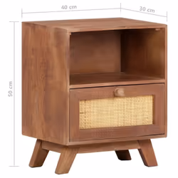 vidaXL Solid Mango Wood Bedside Cabinet 40x30x50 cm Nightstand Bedside Table - Additional view 6